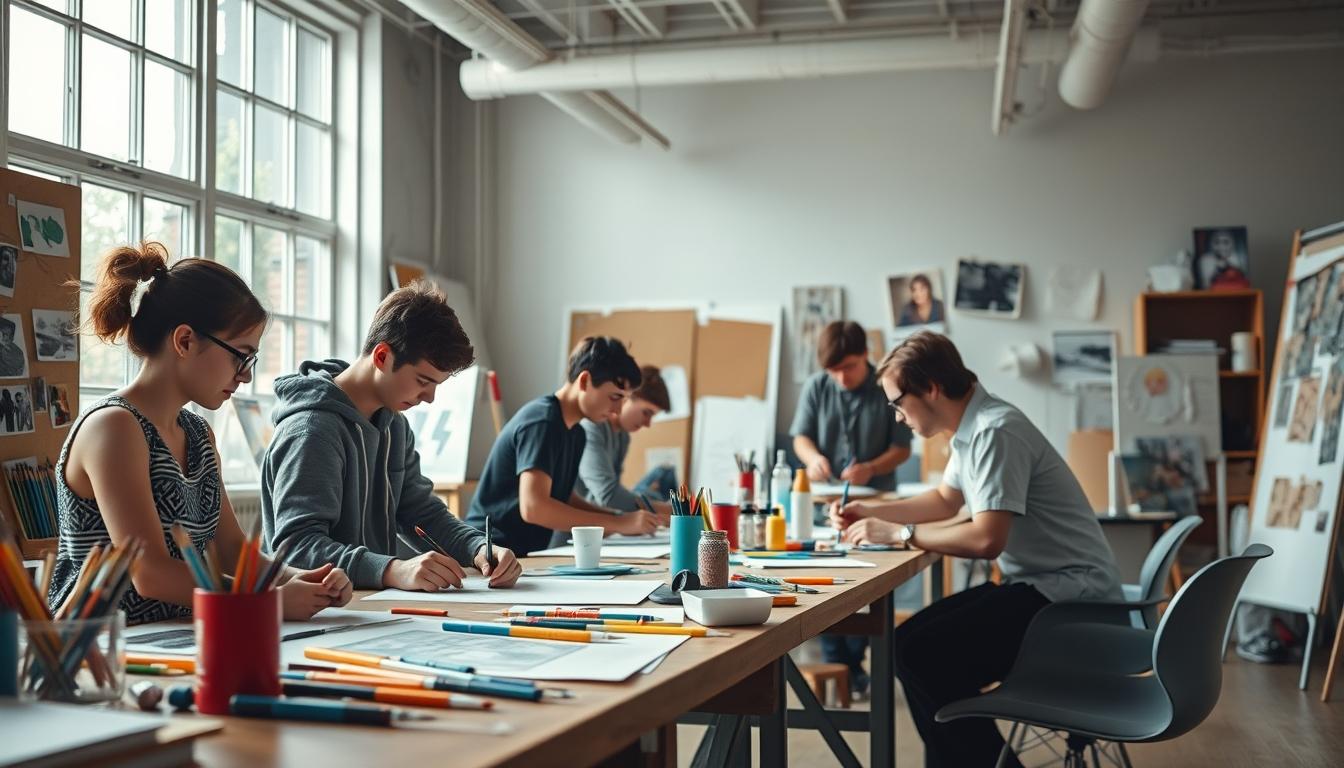 Students working in research laboratory